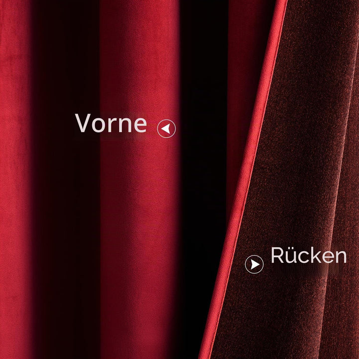 Woaboy Samtvorhänge Verdunkelungsvorhang Gardinen mit Ösen 140x225 cm Rot | Vorhänge Samt Blickdicht