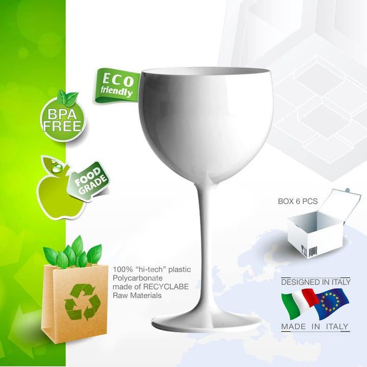 Doimoflair Ballonglas Weinglas aus Kunststoff Weinbecher Plastik Rotweinglas Weiss 40 cl. Set 6 Stüc
