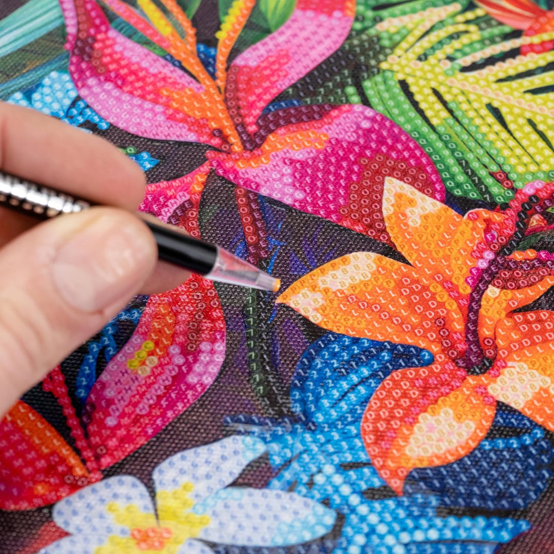 DIAMANTINY Level Up - Bild - Creative Art, Diamond Painting Kit, Mosaik Tropical Flowers