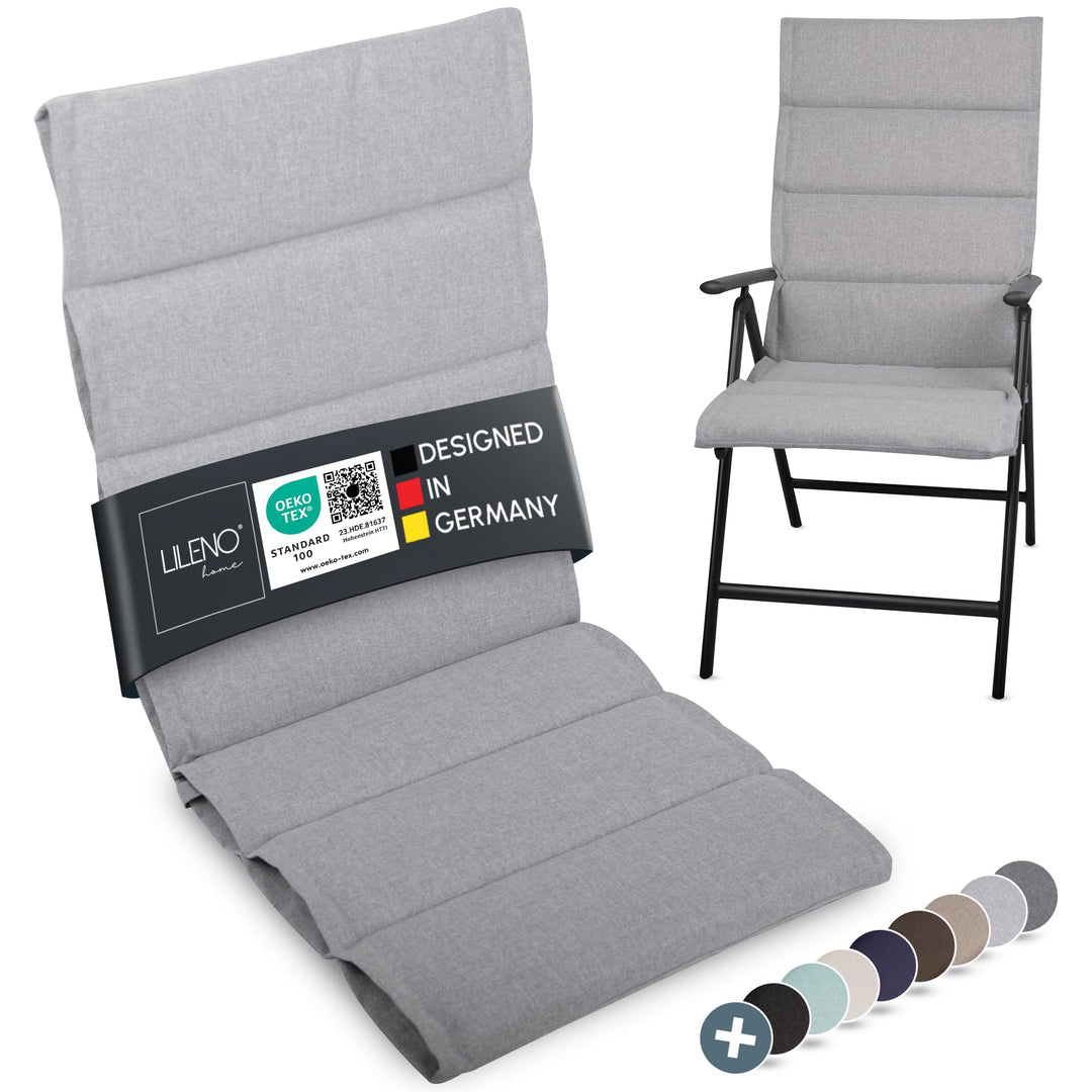 LILENO HOME Gartenstuhl Auflagen als [1er Set - Hochlehner] in Silber | bequeme Liegen als Sitzaufla