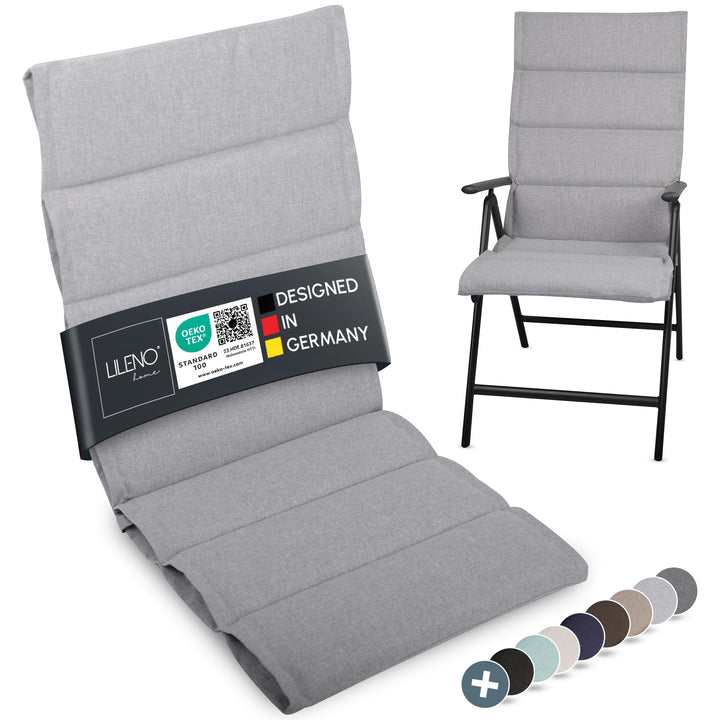 LILENO HOME Gartenstuhl Auflagen als [1er Set - Hochlehner] in Silber | bequeme Liegen als Sitzaufla