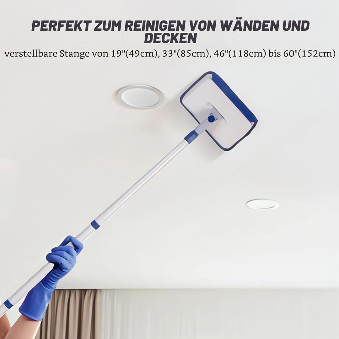 Qaestfy Wandreiniger Fliesenreiniger Gerät Fliesenwischer mit 152cm Aluminium langem Griff Bad Reini