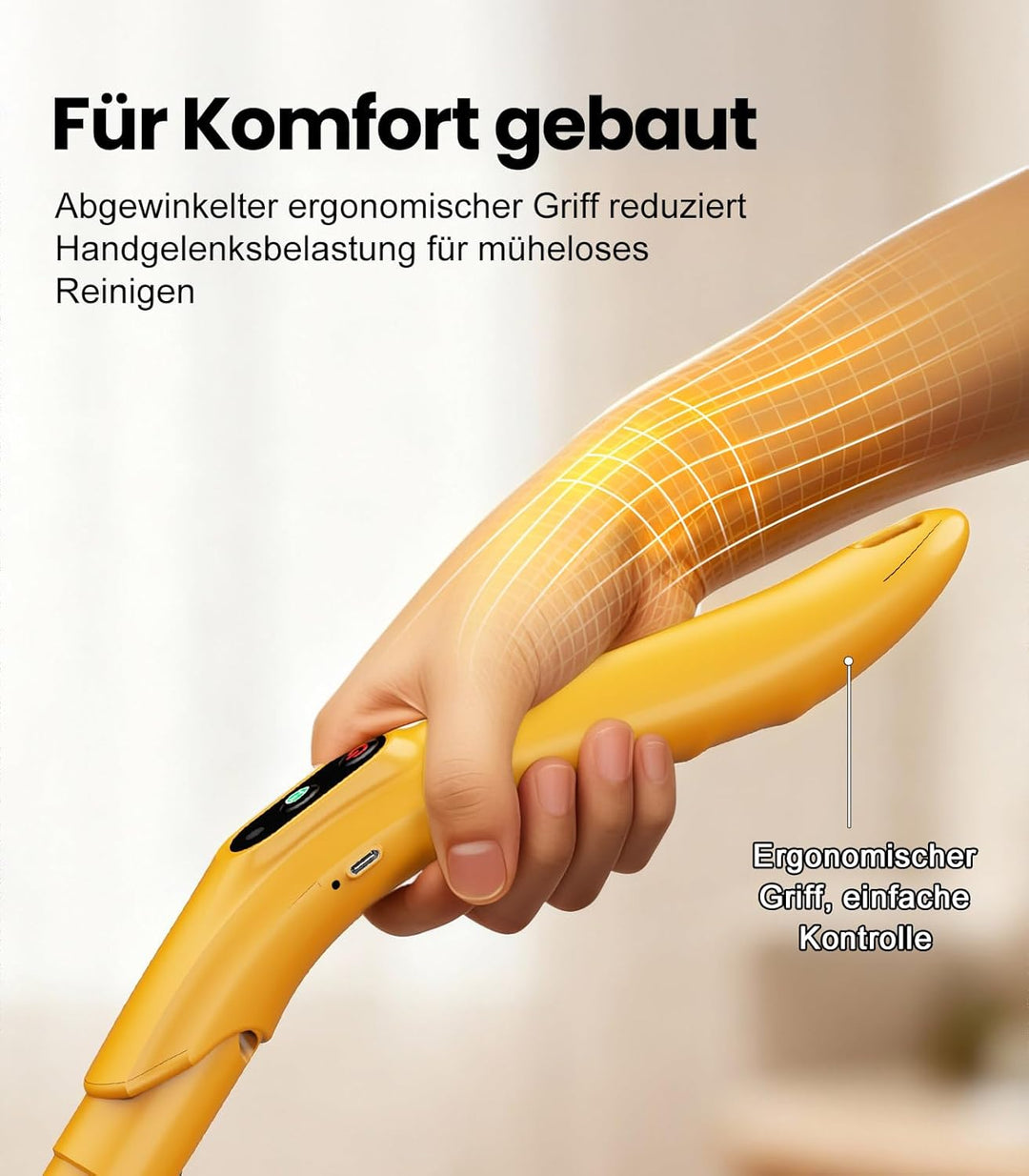 Qimedo Elektrischer Wischmopp 5000mAh, 800 U/min Kabellos Bodenwischer Elektrisch Mopp Rotierender A
