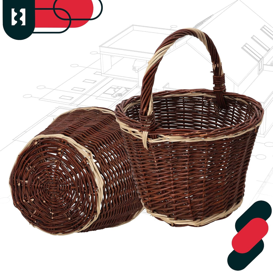 KOTARBAU® Einkaufskorb - Aufbewahrungskorb - Korb Geflochten - ⌀ 35 cm - Pilzkorb – Korb für Obst –