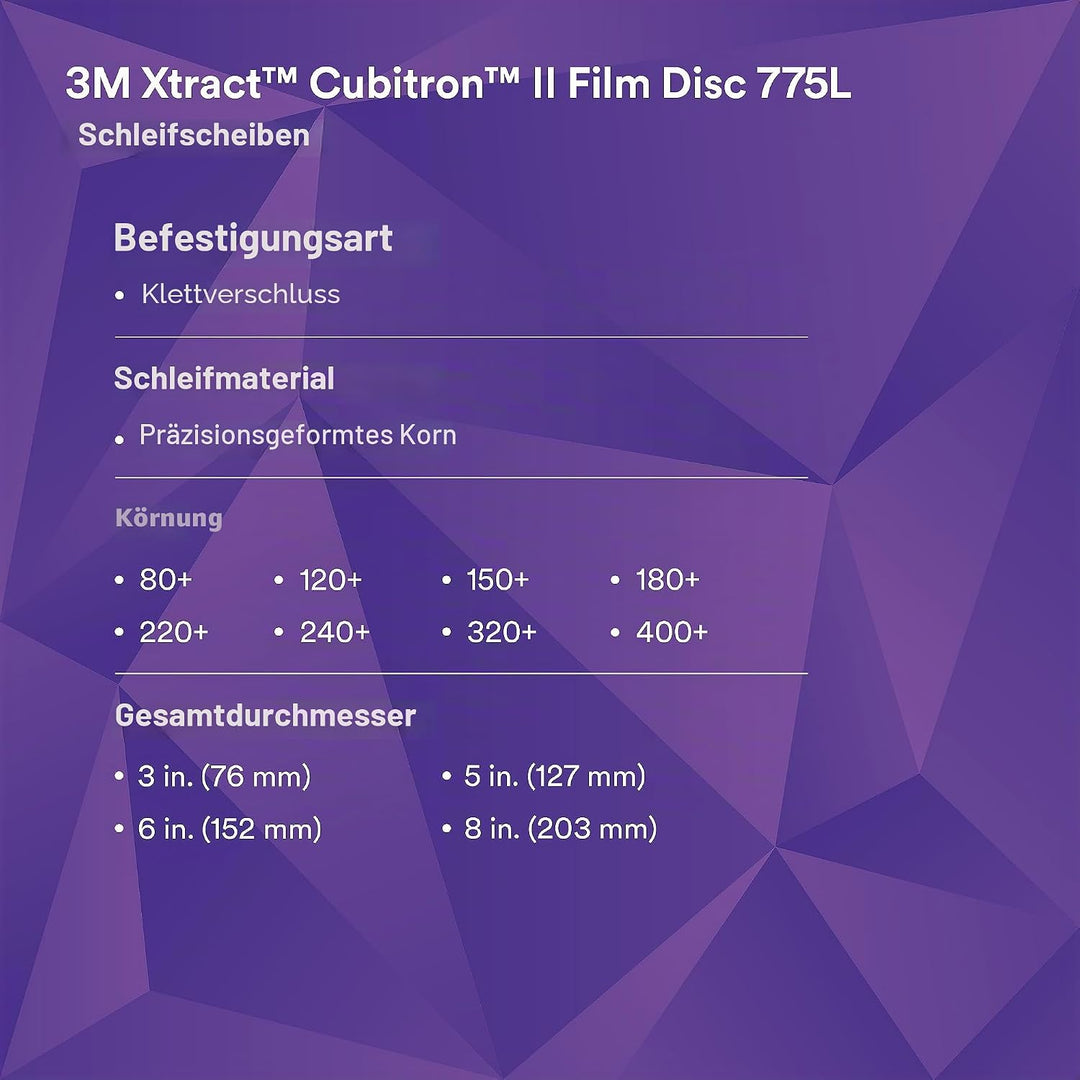 3M Xtract Cubitron, Filmscheibe 775L, 127 mm, 320+, Sauberer Sand, 50 Scheiben pro Packung, 127 mm