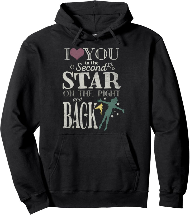 Disney Peter Pan Love You To The Second Star Quote Pullover Hoodie