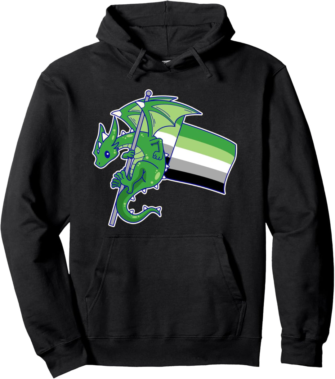 Epischer Drache mit Aromantic Pride Flag Pullover Hoodie