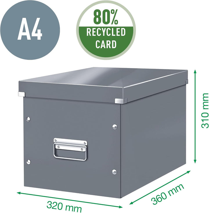 Leitz Click & Store Aufbewahrungsbox mit Deckel Gross, Würfelbox passend für Kallax Regale in Wohnzi