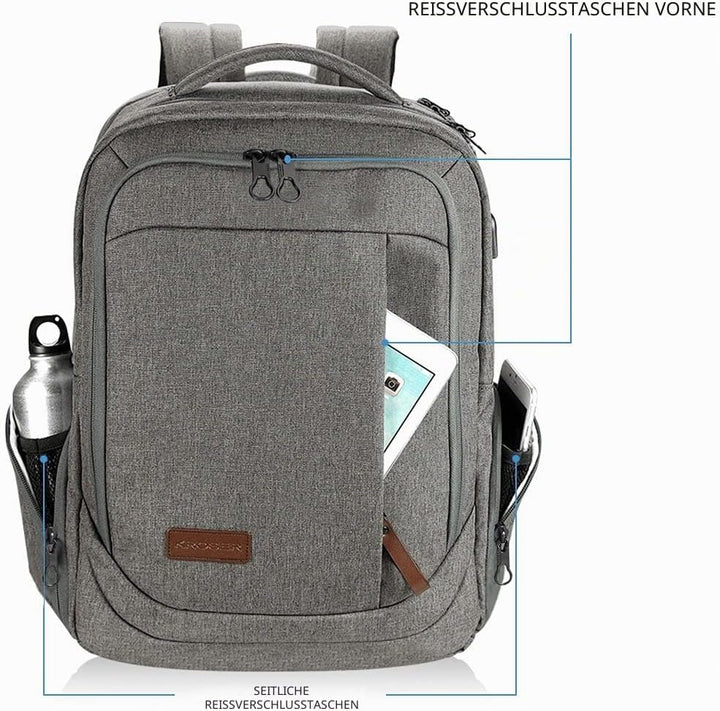 KROSER Laptop Rucksack Schulrucksack 17,3 Zoll Reiserucksack Handgepäck Tagesrucksack Wasserabweisen