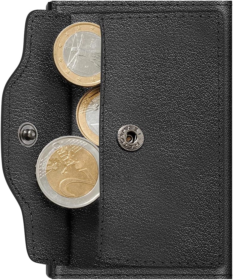 Tru Virtu® Karten-Portemonnaie Click & Slide Coin Pocket Nappa Black/Black I Kreditkartenetui I Kart