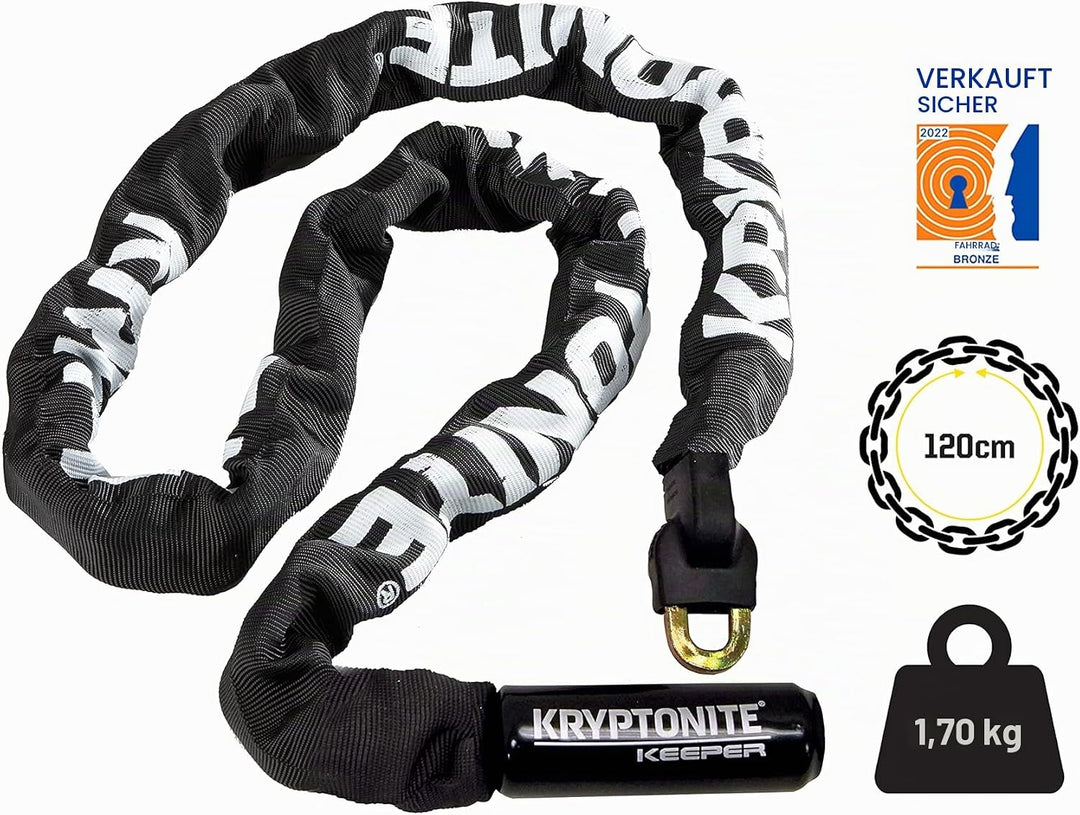 Kryptonite Kettenschloss Keeper 712 (7 mm x 120 cm) Schwarz/ Weiss, Schwarz/ Weiss
