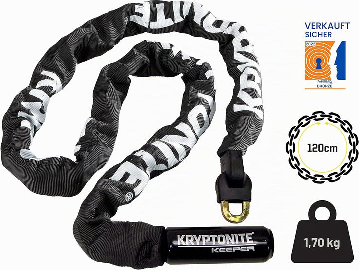 Kryptonite Kettenschloss Keeper 712 (7 mm x 120 cm) Schwarz/ Weiss, Schwarz/ Weiss