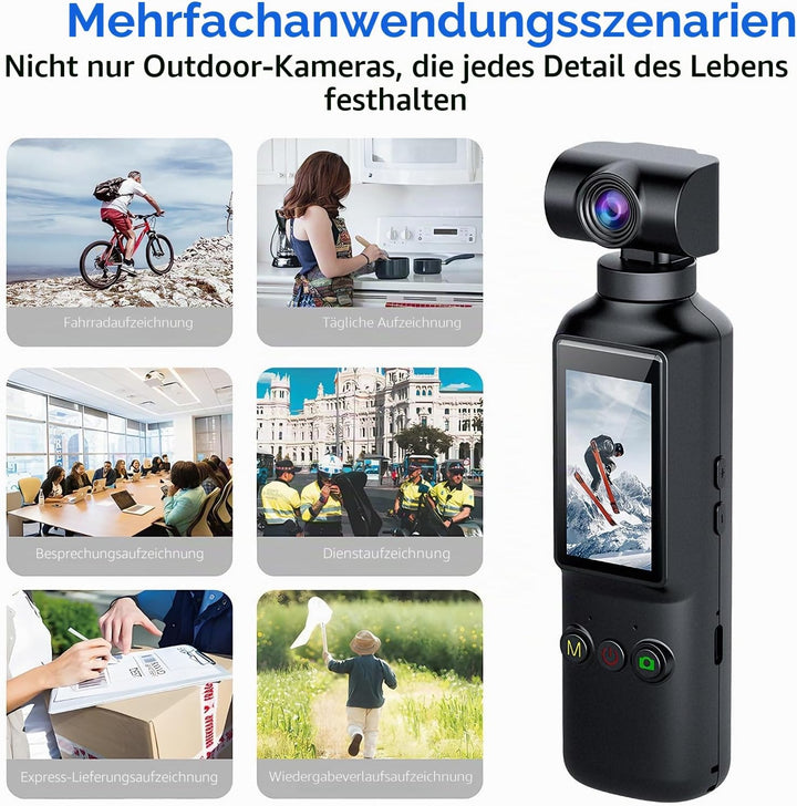 OBEST Action Cam 4K mit 64GB Mini Action Kamera Handheld WiFi Bodycam Körperkamera mit 270° Gedrehte