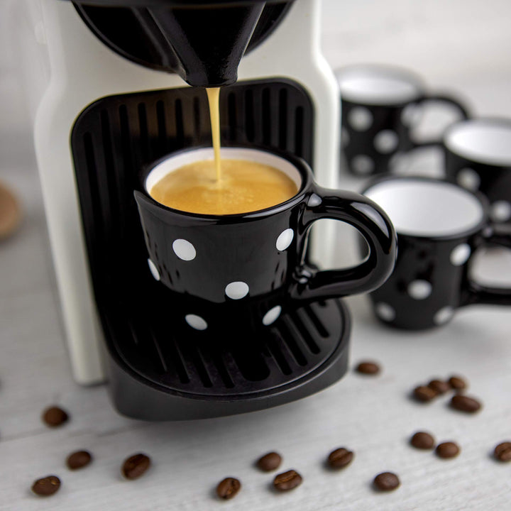 City to Cottage® - Espressotassen Set | Schwarz und Weiss | Polka Dots | Handgemacht | Keramik Gesch