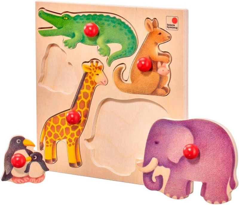 Selecta 62046 Zoo Holzpuzzle, 5 Teile