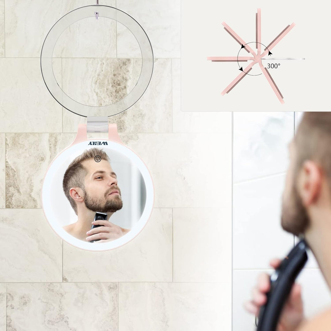 WEILY Schminkspiegel mit Beleuchtung, 10X/1X Vergrösserung Doppelseitiger Kosmetikspiegel mit 3 Farb