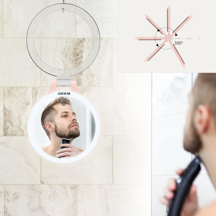 WEILY Schminkspiegel mit Beleuchtung, 10X/1X Vergrösserung Doppelseitiger Kosmetikspiegel mit 3 Farb