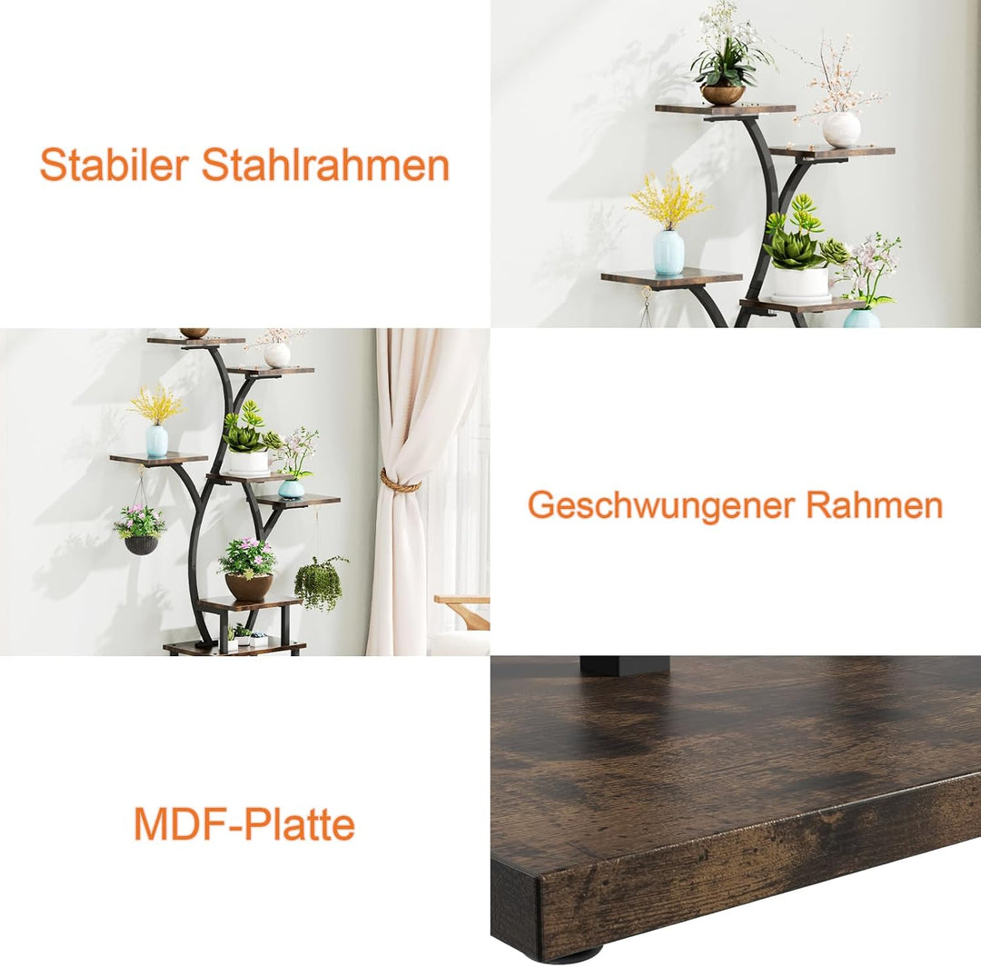 Blumenständer mit Licht Pflanzenregal mit Wachstumslicht 8 Ebenen Präsentationsständern aus Metall u