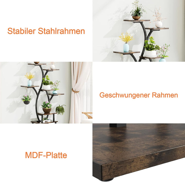 Blumenständer mit Licht Pflanzenregal mit Wachstumslicht 8 Ebenen Präsentationsständern aus Metall u