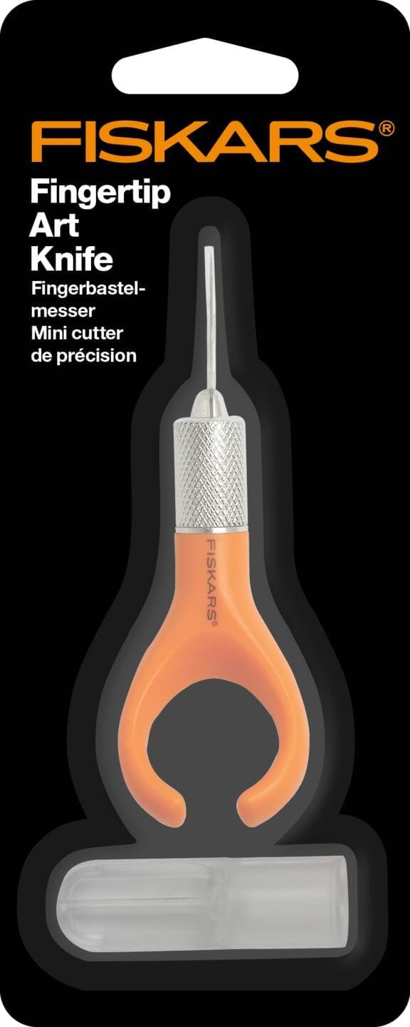 Fiskars Finger-Bastelmesser/Cutter, Für Rechts- und Linkshänder, Gesamtlänge: 17,6 cm, Qualitätsstah