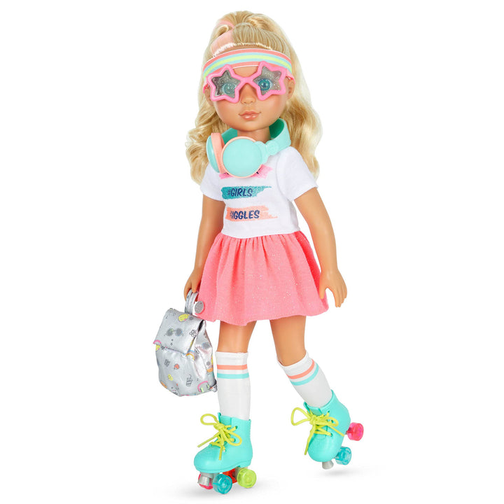 Glitter Girls Deluxe Puppe Sunnie – Bewegliche 36 cm Puppe mit Rollschuhen, Puppenkleidung, Zubehör