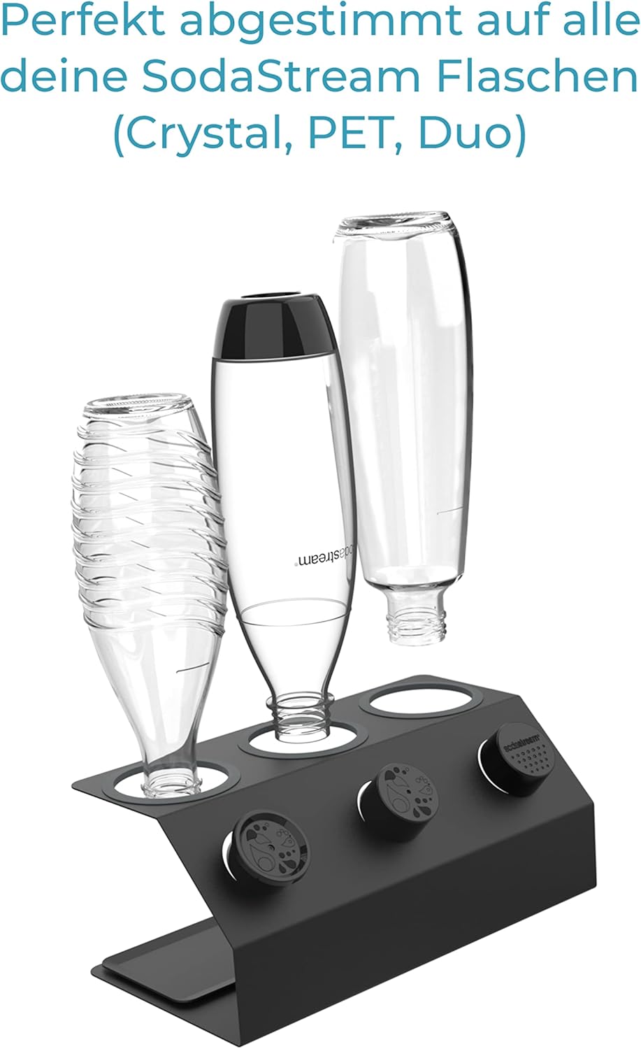 Premium 3er Edelstahl Flaschenhalter für SodaStream Flaschen (Duo & Crystal) | Set Timeless in Anthr