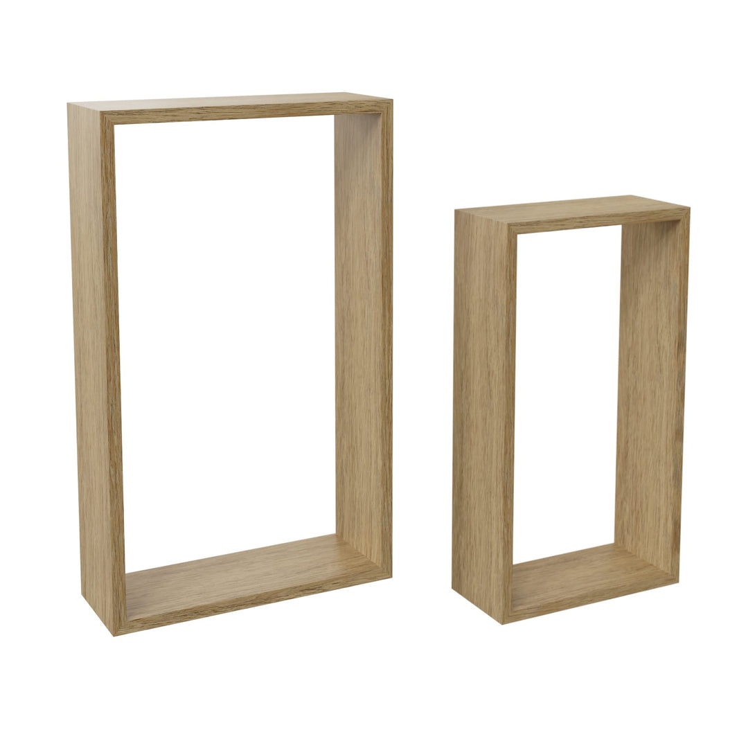 SPACEO - 2er-Set rechteckige Wandregale - Holz - Eiche - Matt - L. 27 x B. 45 x T. 11, 7 cm - L. 22