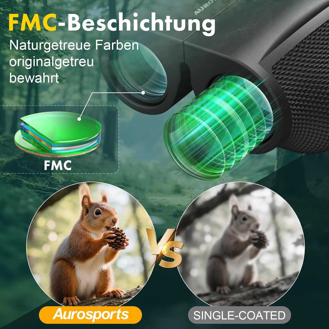 Aurosports 12x32 Fernglas für Erwachsene - Ferngläser Klein Kinder mit überlegener Klarheit - Kompak