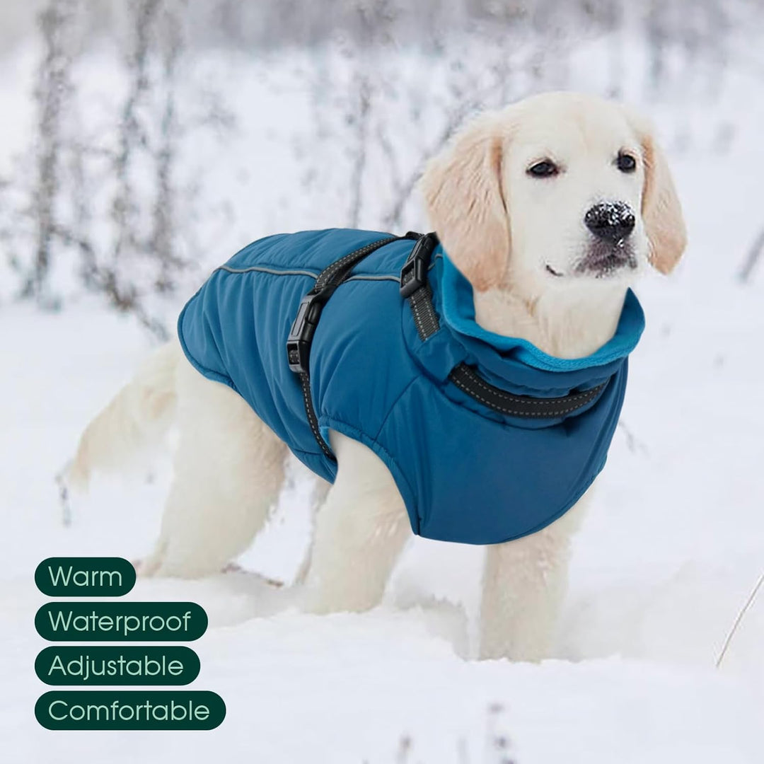 Kuoser Hundemantel für Mittelgrosse Hunde Winter, wasserdichte Hundejacke mit Geschirr, Warmer Winte