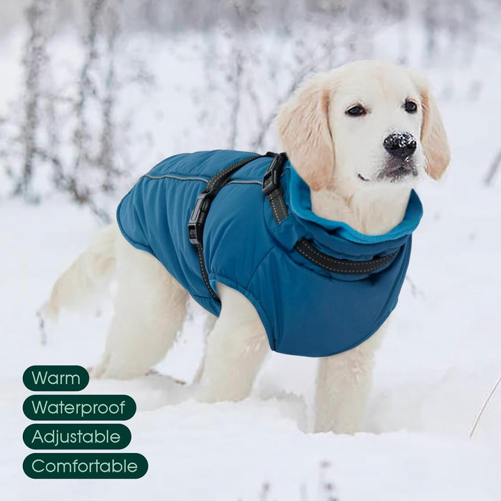 Kuoser Hundemantel für Mittelgrosse Hunde Winter, wasserdichte Hundejacke mit Geschirr, Warmer Winte