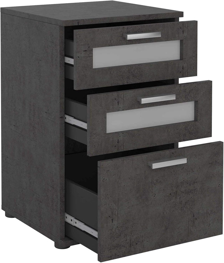CARO-Möbel Nachttisch für Boxspringbetten MARIKE Nachtschrank Nachtkommode in dunkler Betonoptik, mi
