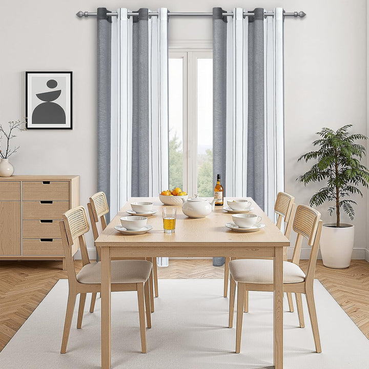 MRTREES Gardinen mit ösen, Voile Vorhänge Wohnzimmer Moderne Vorhang Weiss + Grau halbtransparent ge