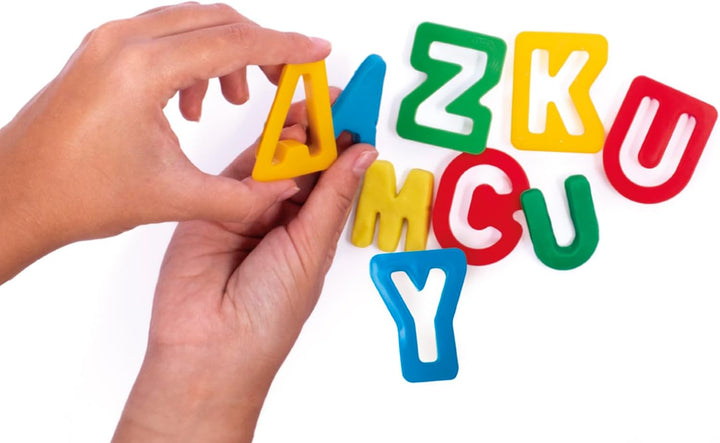 Jovi Truhe mit Buchstaben, Zahlen und geometrischen Formen, mehrfarbig, 96 Stück