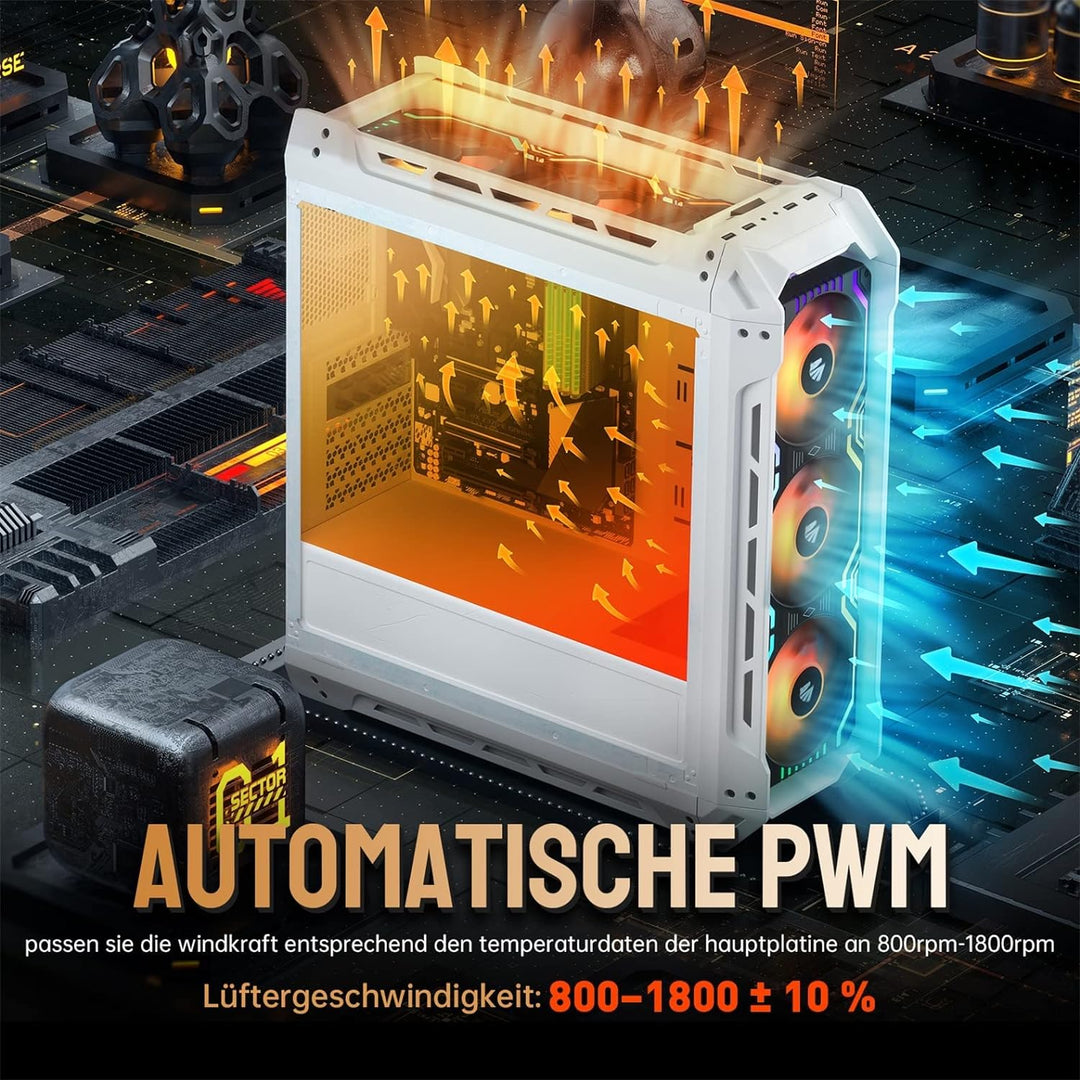 AsiaHorse 3 in 1 PC Gehäuselüfter, 3 * 120mm ARGB PC Lüfter mit 56 Adressierbare LEDs, CPU Gehäuse L