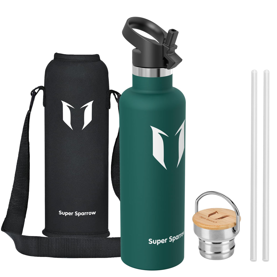 Super Sparrow Trinkflasche Edelstahl - 350ml/500ml/620ml/750ml/1L - Auslaufsicher Thermoskanne, BPA-