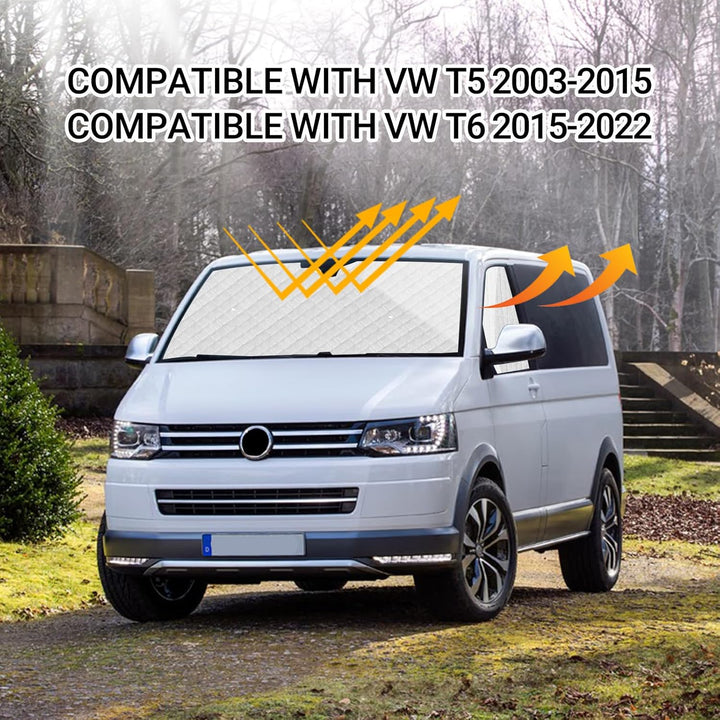 Sonnenschutz Auto Frontscheibe Kompatibel mit VW T5 T6, 3PCS Sonnenschutz Windschutzscheiben Schutz