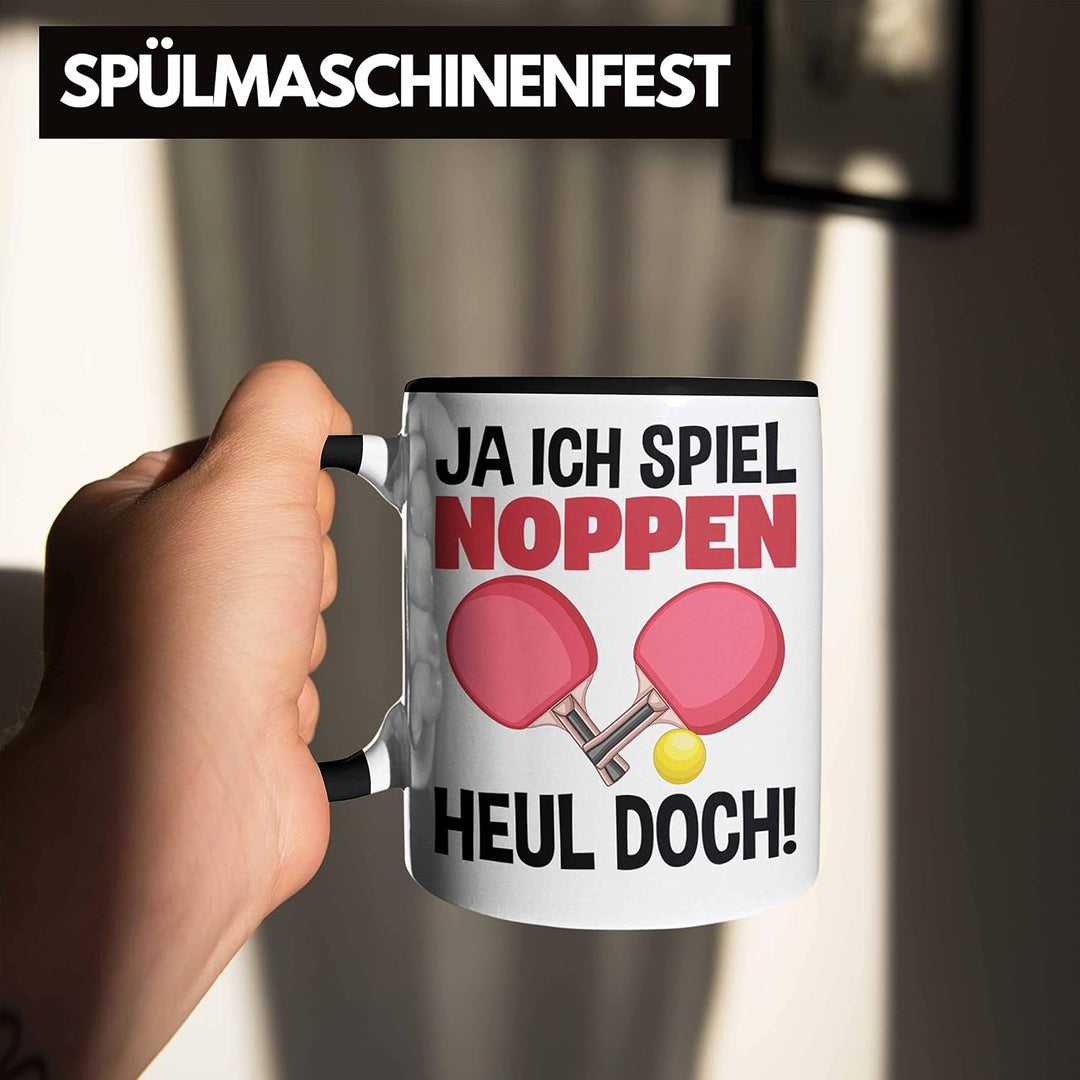 Trendation - Tischtennis Tasse Geschenk Grafik Tischtennis-Spieler Geschenkidee Spruch Lustig Ja Ich