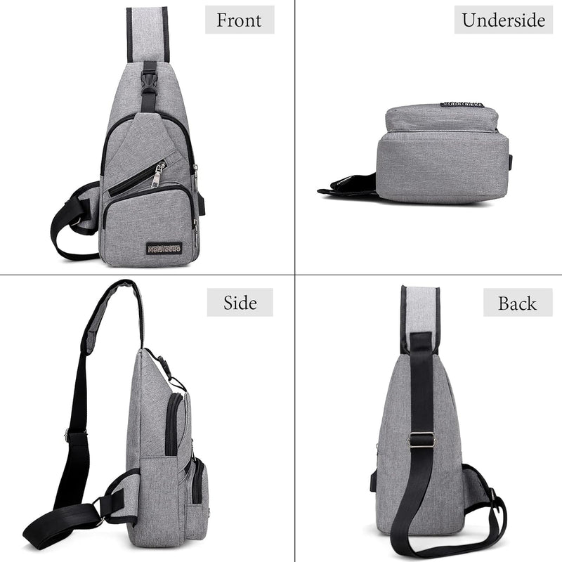 VARLIVOO Herren Sling Bag mit USB Port Crossbody Bag Diebstahlsicherung Schultertaschen Reise Wander