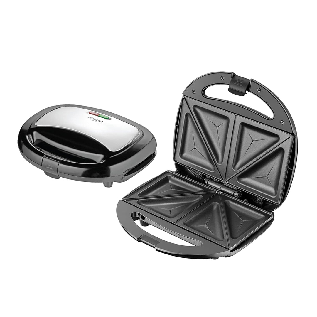 Sandwichmaker für 2 Sandwiches 750 W Sandwichtoaster Schwarz Silber Michelino