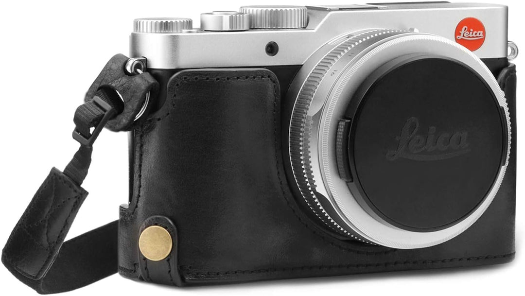 MegaGear MG1603 Leica D-Lux 7 Ever Ready Echtleder Kamera-Halbtasche mit Trageriemen - Schwarz, Schw