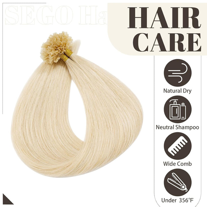 SEGO Bondings Extensions Echthaar 0.5g/Strähnen 100 Strähnen Haarverlängerung Keratin U-Tip Glue 100