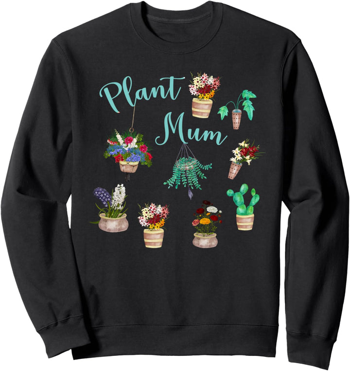 Aquarell Topfkaktus & süsse Blumen Gartenpflanze Mama Sweatshirt