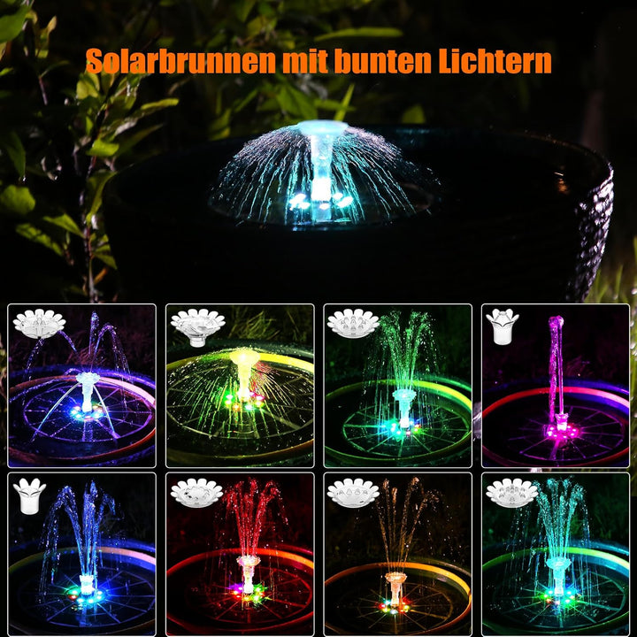 AISITIN 3,5W LED Solar Springbrunnen mit Verstellbare Stützstange Buntes Teichpumpe Solarbrunnen mit