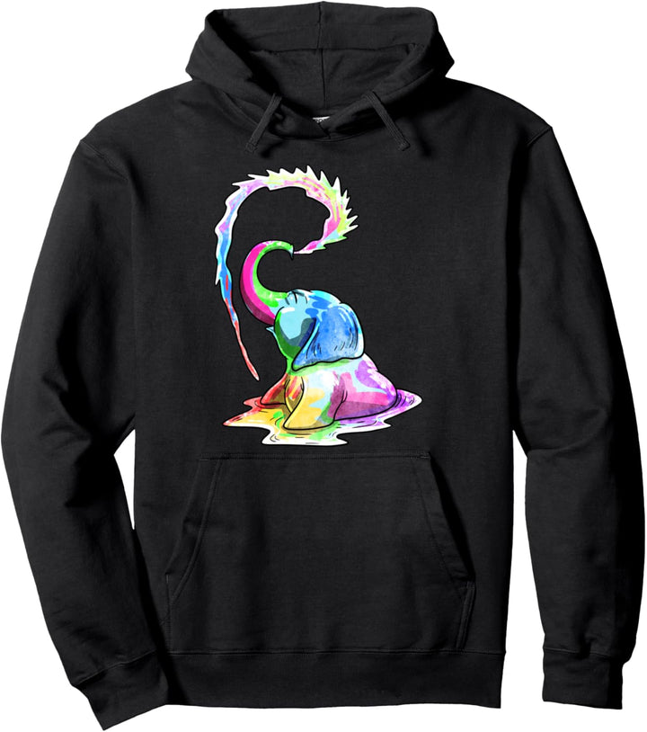Elephant Bath Watercolor Tusker African Animal Lover Gift Pullover Hoodie