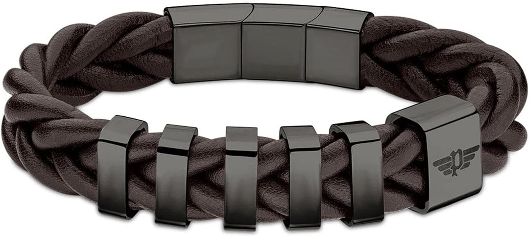 Police Armband für Herren Edelstahl Gear Dunkelbraun PEAGB2211526