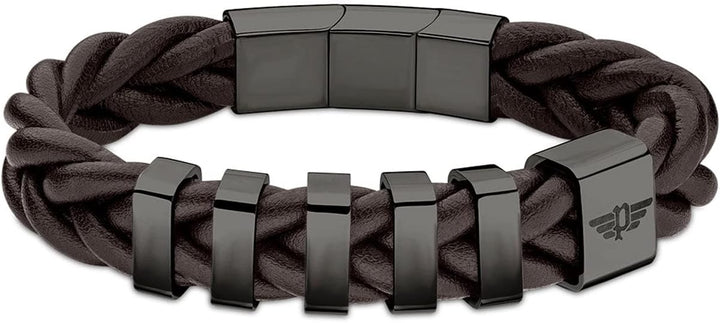 Police Armband für Herren Edelstahl Gear Dunkelbraun PEAGB2211526