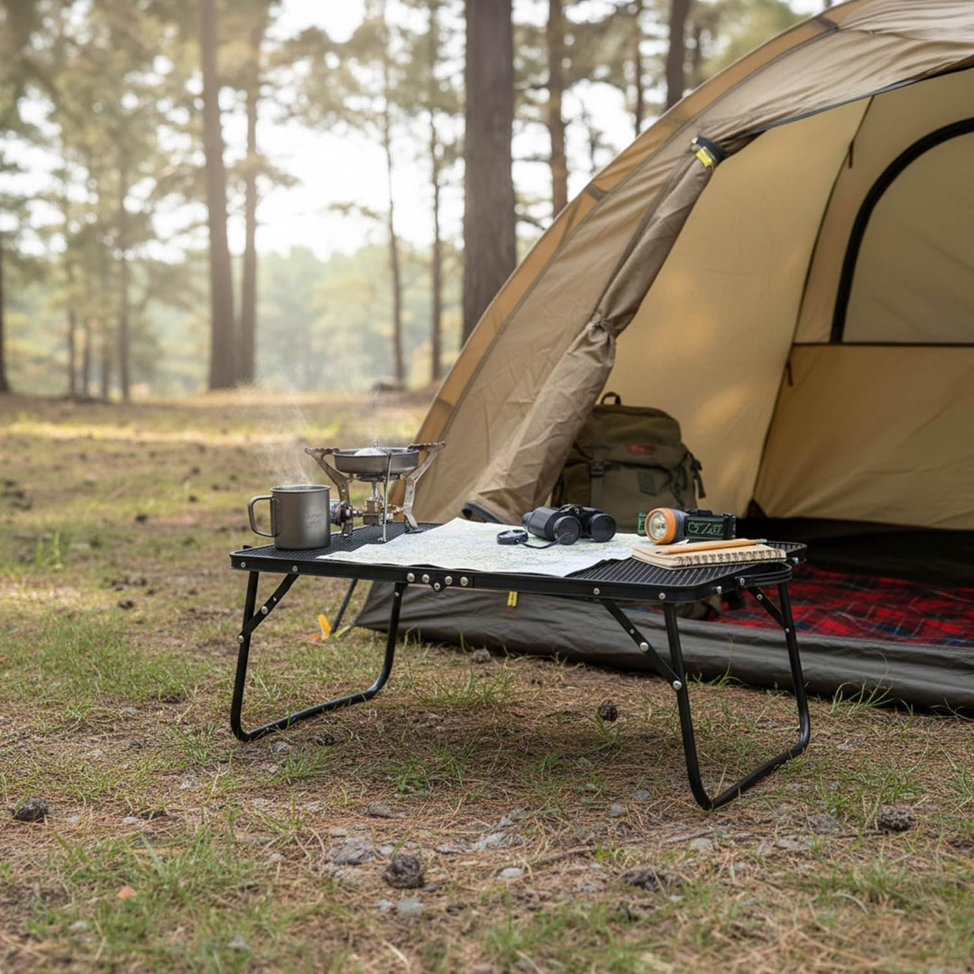 Klappbarer Reisetisch, tragbarer Campingtisch, 60×40×26,5 cm (Schwarz 2), Schwarz 2