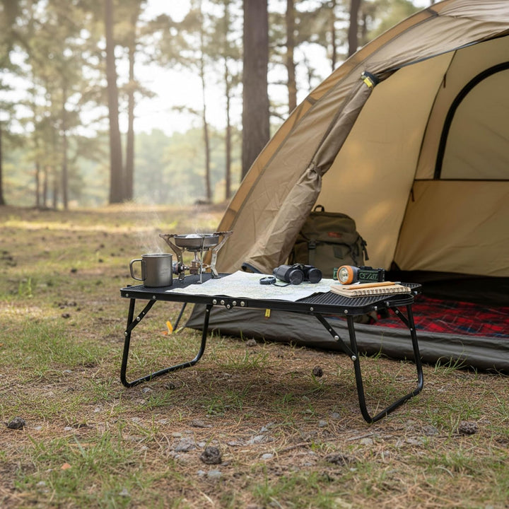 Klappbarer Reisetisch, tragbarer Campingtisch, 60×40×26,5 cm (Schwarz 2), Schwarz 2