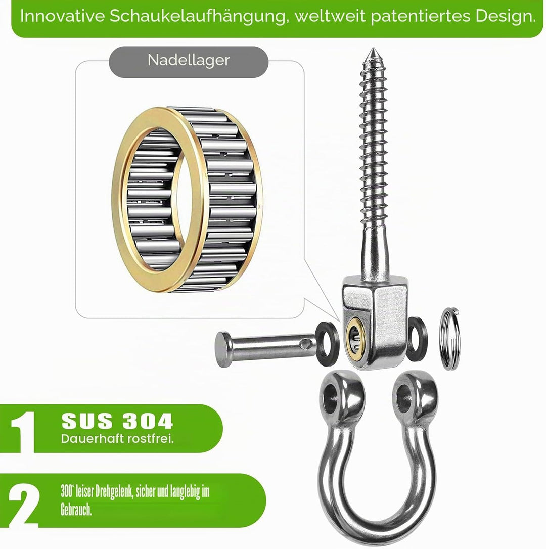 SELEWARE Robuste Edelstahl-Schaukelaufhänger mit Lagern, 4er-Pack – leise und reibungslose Drehhaken