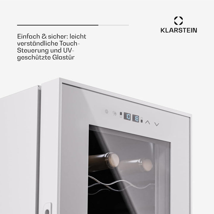 Klarstein Freistehender Weinkühlschrank 2 Zonen, Getränkekühlschrank Klein, Kleiner Weinschrank, Wei